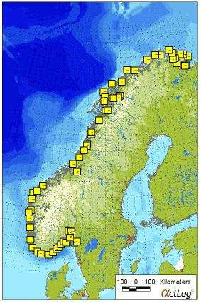 9 Prosedyre - Nødhavn og strandsetting Side 9 av 11 VEDLEGG 2 Kart over nødhavner og strandsettingsplasser NB!