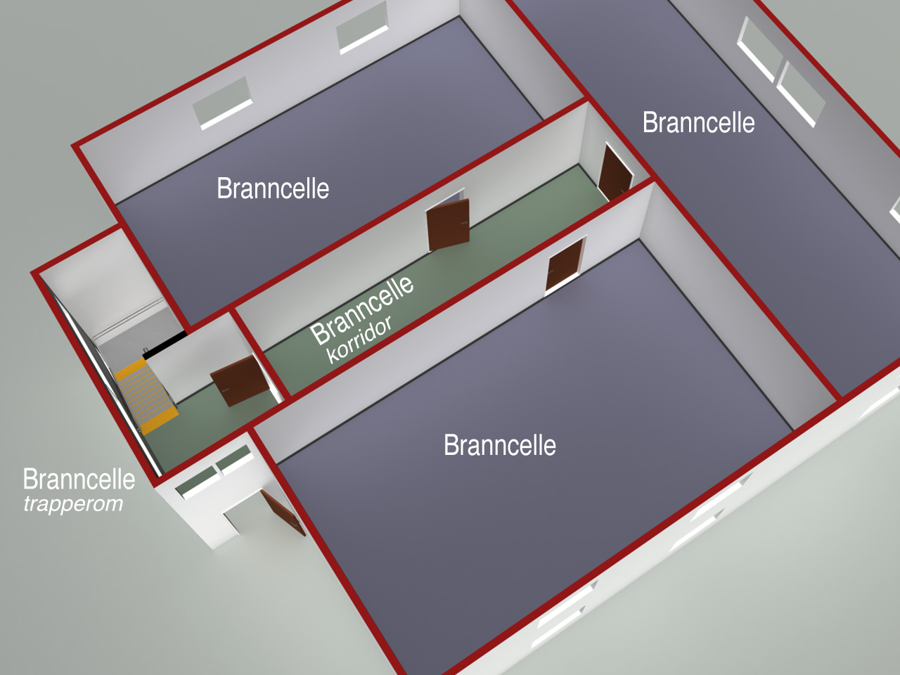 11-8 Figur 1: Byggverk må deles opp i hensiktsmessige brannceller. Preaksepterte ytelser - brannceller 1. Følgende rom, samling av rom eller lokaler må være egne brannceller: a. Rømningsvei, jf.