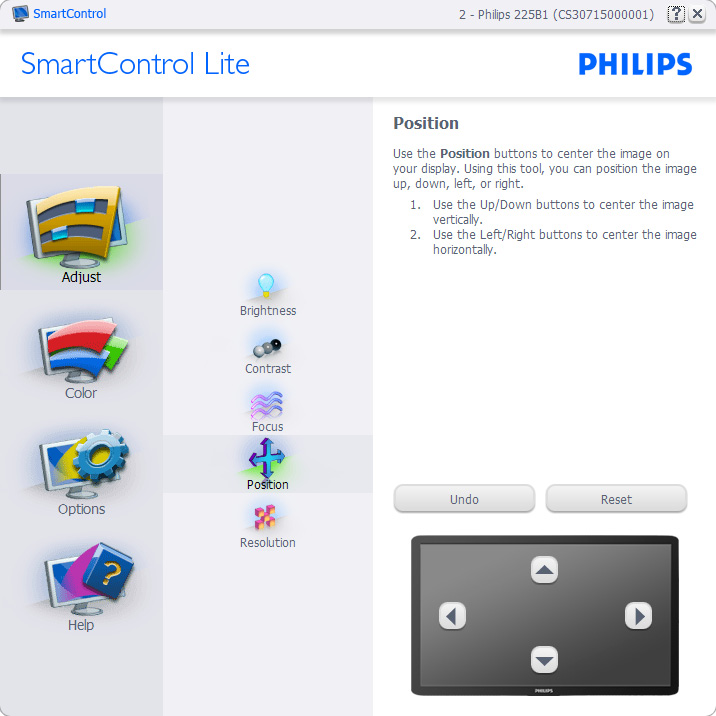 3. Bildeoptimering Start med Standard-rute: Adjust menu (Justeringsmeny): Med Adjust (Justerings) menyen kan du justere Brightness (lysstyrke), Contrast (kontrast),