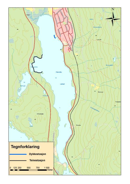 5.21 Harestuvatnet Fysiske, biologiske og kjemiske forhold Av fiskearter finnes ørret, røye, sik, abbor, gjedde, lake og ørekyt (VannInfo 5.0) i Harestuvatnet.