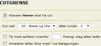 Oppsett og utføre cut Oppsett av cut finnes under menyen Bestemmelser > Resultat.