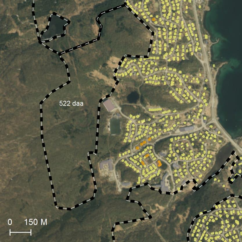 Boliganalyse Harstad 40 Område 16, Kanebogen (B3) Total størrelse 398 dekar Avstand til sentrum 4-5 km Boligpotensial: Mellom 600 og 2190 basert på hhv lav og høy utnytting.