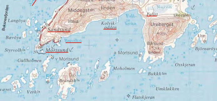 Fra Ure og mot vest stiger terrenget jevnt opp til Urevatnet (140 moh.) over en strekning på 1.5 km (Figurene 11 og 13).