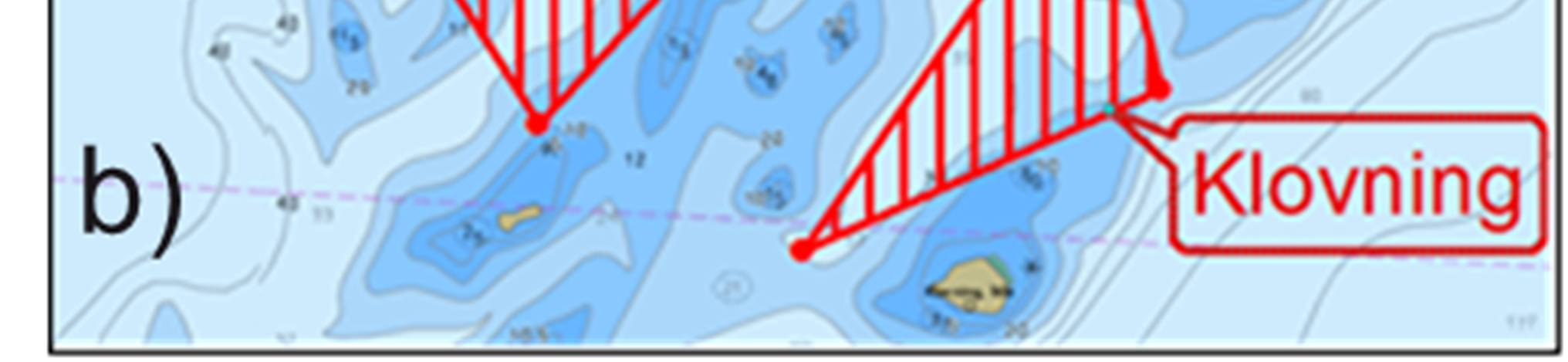 Side 6/11 Områda "Utfatet sør" og "Klovning", vist på figur 2 b, ligg rett sør for "Utfatet", i det generelle fleirbruksområdet (pbl 11-7 nr. 6 Bruk og vern av sjø og vassdrag). Figur 2.