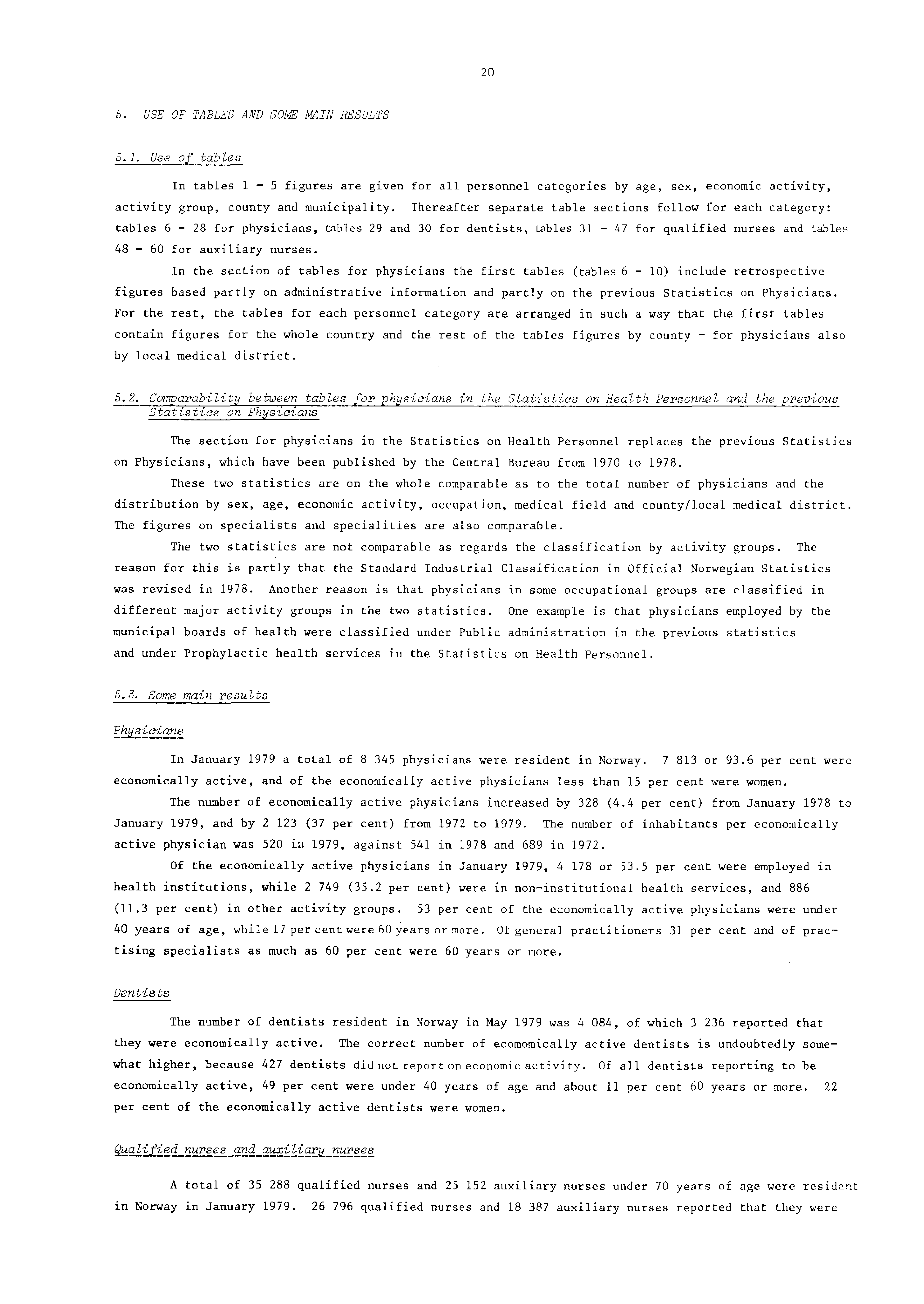 0. USE OF TABLES AND SOME MAIN RESULTS.. Use of tables In tables figures are given for all personnel categories by age, sex, economic activity, activity group, county and municipality.