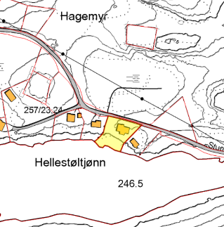 Figur 3: Varslet plangrense. Kartkilde: KSO/Lyngdal kommune 4.