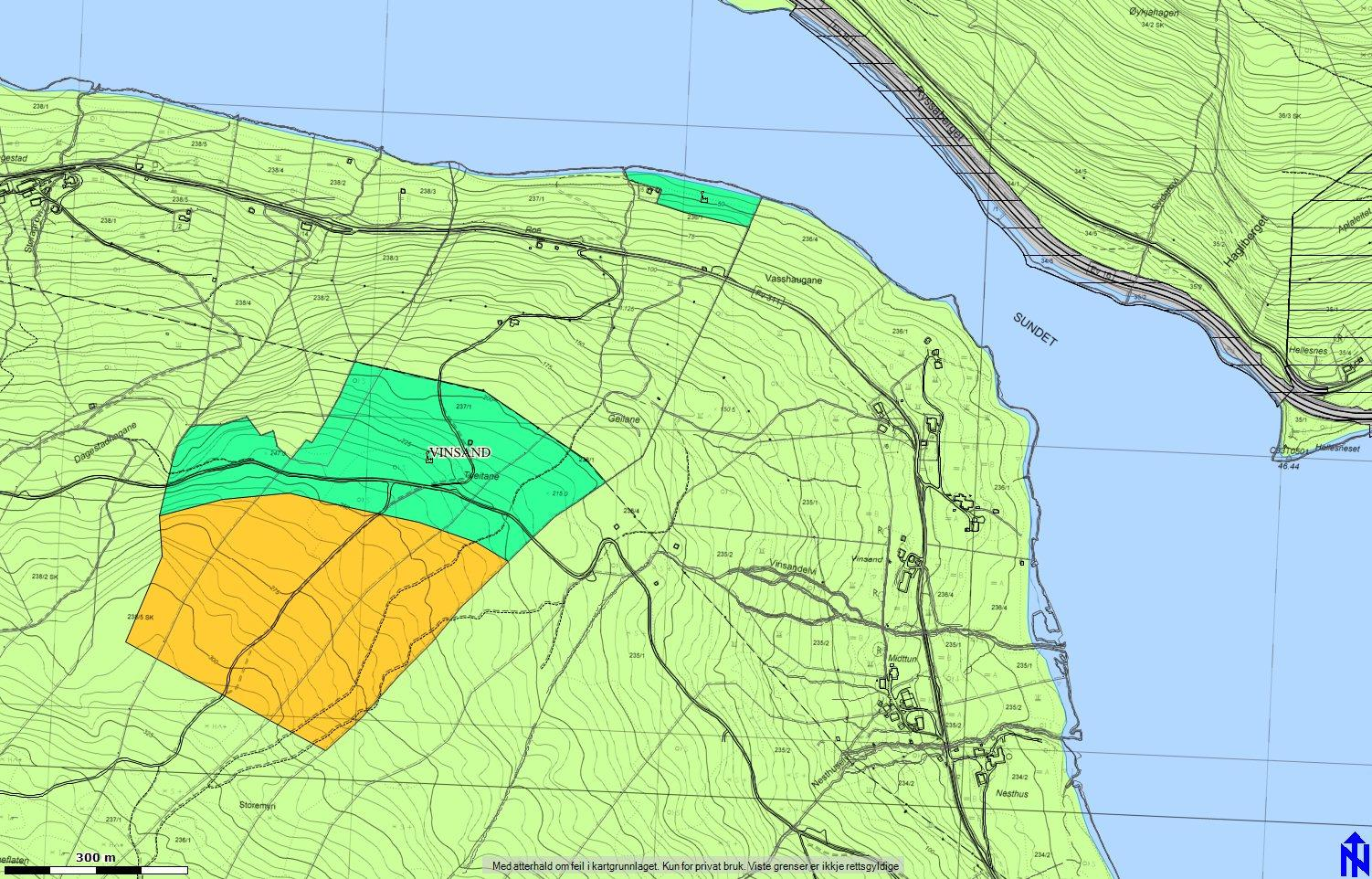 5 Utsnitt av kommuneplanen 2011-2022 Slik ligg området avgrensa i kommuneplanen i dag. Ein av dei grunneigarane har no gått ut av prosjektet og planområdet er ein del endra.