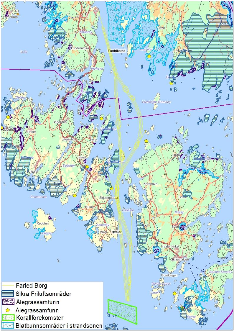 Figur 10. Miljøressurser i området for innseilingsleden.