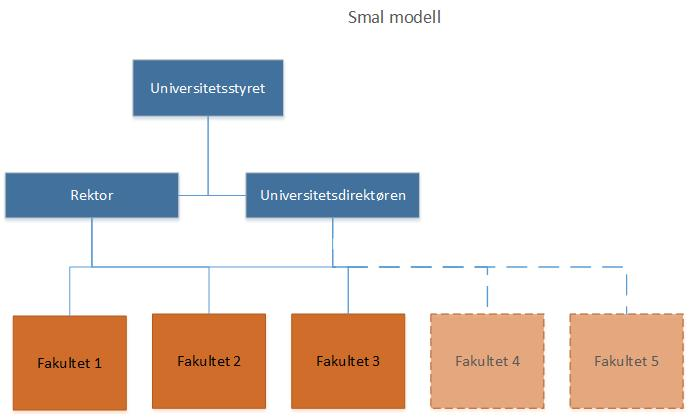 Gir uensartede fakulteter med færre felles utfordringer Mindre organisatorisk samling av profesjons- og disiplinfaglige miljø Mindre organisatorisk samling av beslektede fagområder Et tematisk