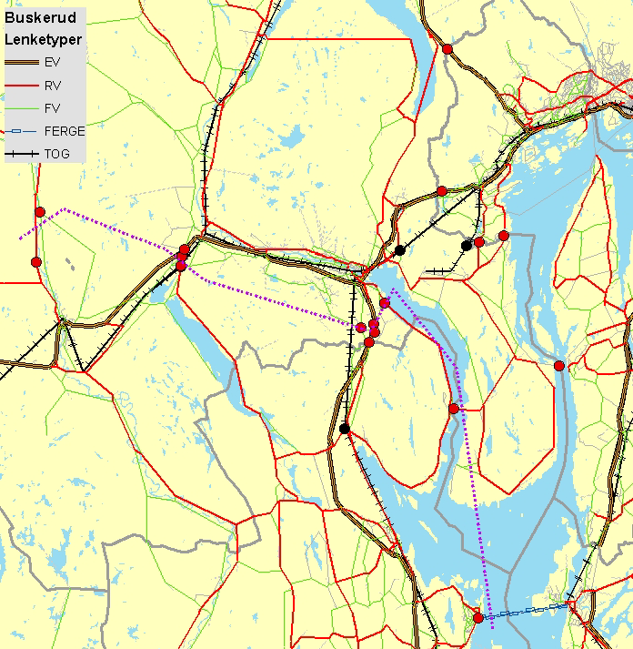 Figur 11. Tellepunkter i region Sør ved tellesnittet Drammen Syd. 3.