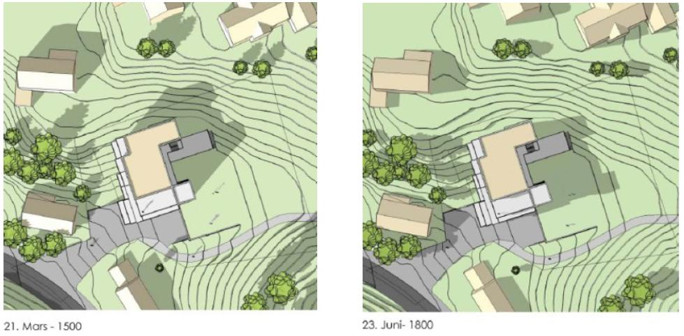 Side 5 Figur 5: Snitt fra sør (øverst) og vest (nederst). Uteareal Krav til samlet uteareal er 700 m².