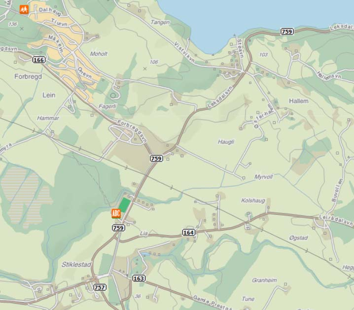 6 (15) 2. PLANSTATUS Planområdet er i dag hovedsakelig fulldyrket areal, samt fire eneboliger vest for fv. 759 hvorav to av eneboligene har atkomst fra fylkesvegen.