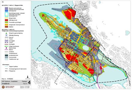 5.3.3 Kommunedelplaner Kommunedelplan Sentrum Gjeldende kommunedelplan for sentrum ble vedtatt i 2001. Planen viser kollektivtrasé over Bryggen og rundt Bergenhus.