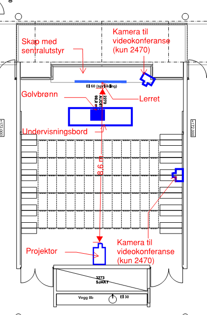 OPPGRADERING AV-SYSTEMER VED HAMAR KATEDRALSKOLE 15/28 4.2 Overordnet beskrivelse av små auditorier Aktuelle romnummer er 2270, 2370, 2470 og 2670.