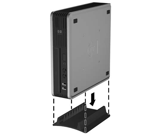 9. Roter platen 90 grader (2), og trykk logoplaten på plass igjen i panelet. Figur 1-6 Rotere HP-logoplaten 10. Sett frontpanelet tilbake på plass. 11. Sett tilgangspanelet på plass igjen. 12.