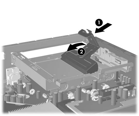 Oppgradere harddisken MERK: Ultra-Slim-bordmodellen støtter bare 2,5 tommers interne harddisker av typen Serial ATA (SATA). Harddisker av typen parallell ATA (PATA) støttes ikke.