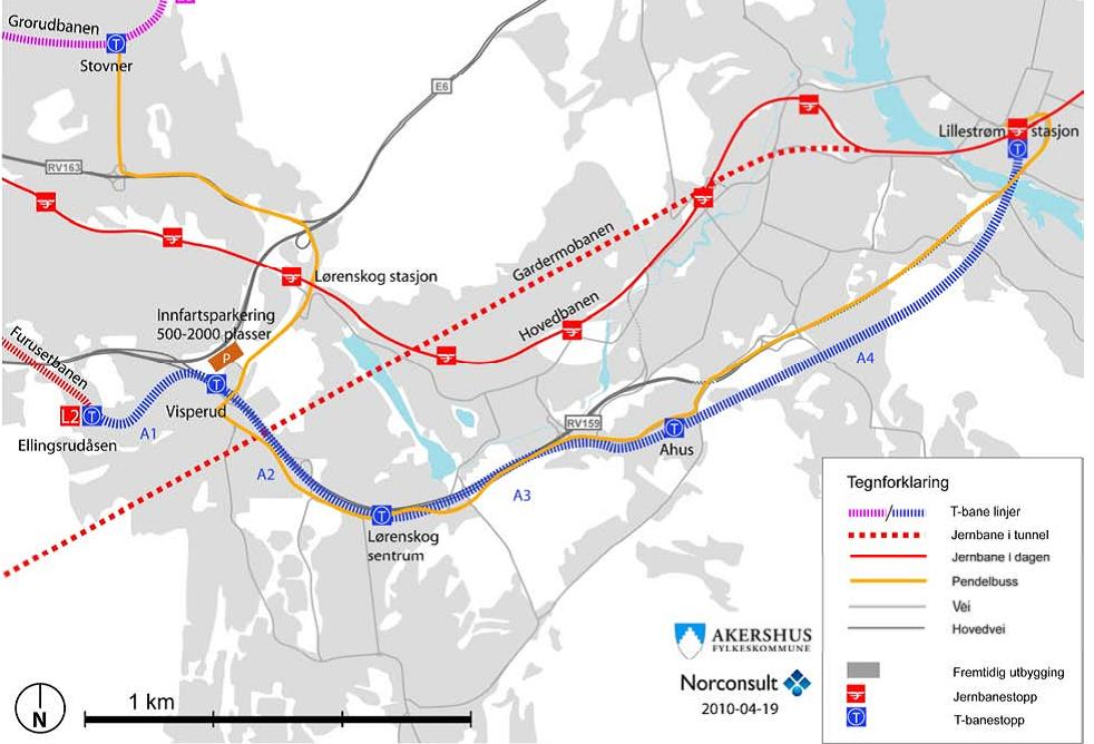 Geografisk avgrensning I oppfølgingen av den politiske bestillingen har det vært flere møter mellom Akershus fylkeskommune, Oslo kommune, Lørenskog kommune, Statens vegvesen, Jernbaneverket og RUTER.