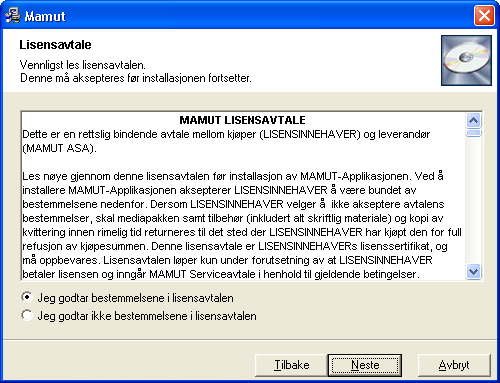 5. Les igjennom lisensavtalen og klikk Neste. 6. I neste vindu velger du hvor du ønsker å installere ditt program.