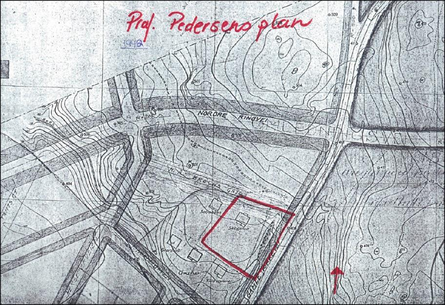 4.2 GJELDENDE REGULERINGSPLANER Gjeldende reguleringsplan for området er Professor Pedersens plan fra 1942. Det foreligger ikke reguleringsbestemmelser til denne planen, kun et reguleringskart.