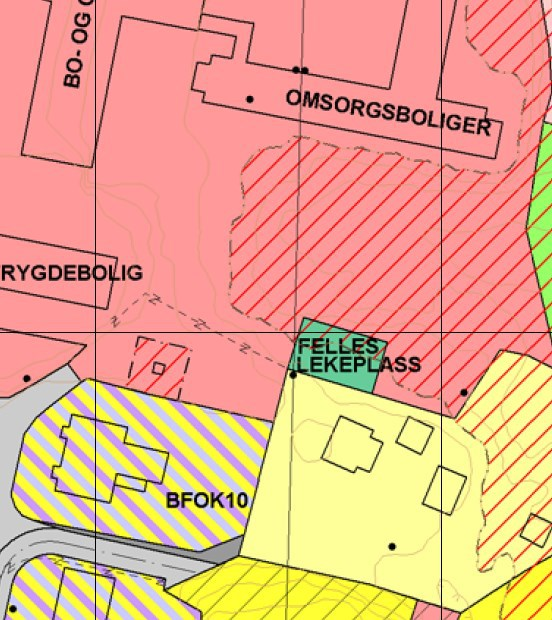 Ved opparbeiding av området skal det tas hensyn til dette, jamfør gjeldende bestemmelser for hensynssone flom. På opprinnelig plankart, vises det høyspentlinje rett over ny lekeplass.