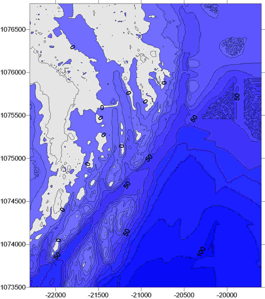 7 Figur 2 Dybdedata etter prosessering i Surfer.