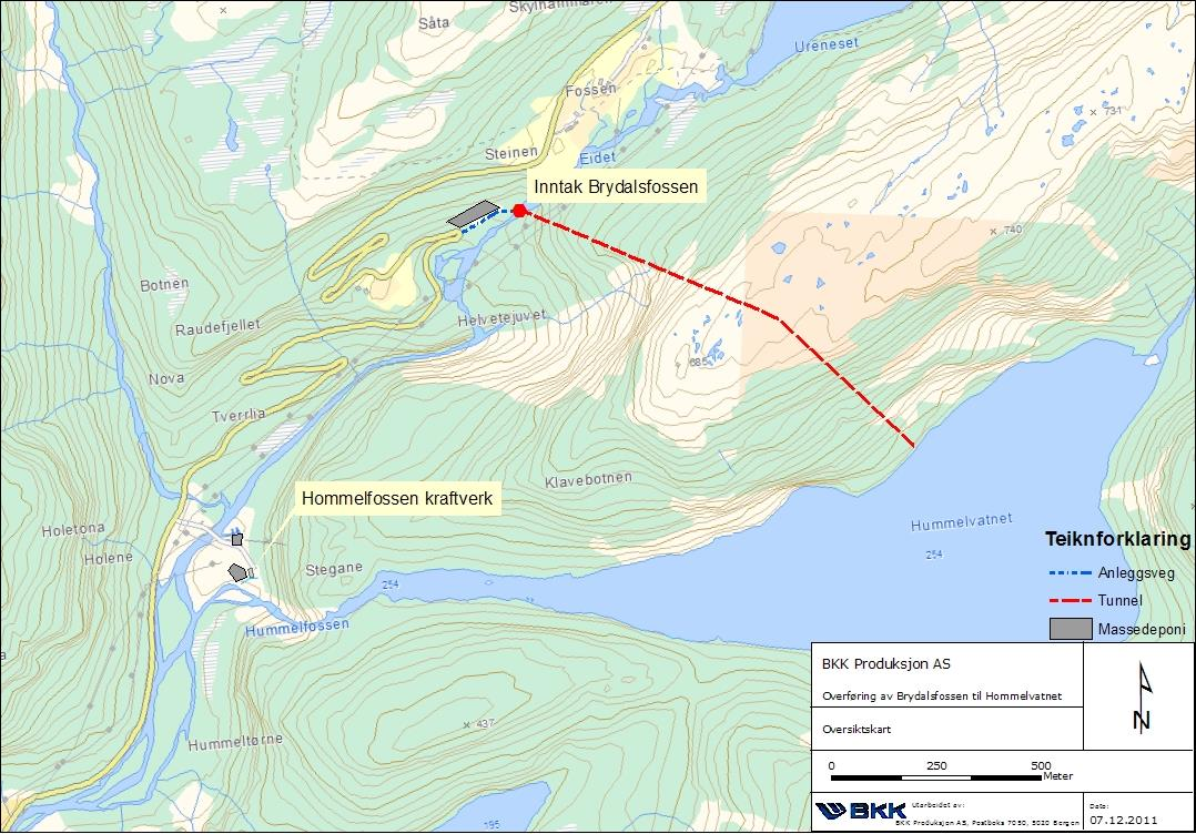 OVERFØRING FRA BRYDALSFOSS TIL HUMMELVATN BKK Produksjon AS planlegger å overføre vann fra Brydalsfossen til Hummelvatnet og Hommelfoss kraftverk i Matrevassdraget i Masfjorden kommune i Hordaland.