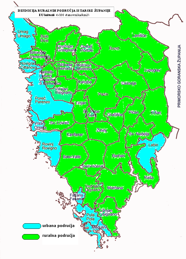 U određenju ruralnih prostora na području Istarske županije, koristila se definicija OECD-a 4 i Europske unije.