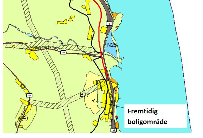 18 E6 Moelv Biri, kommunedelplan med KU for ny Mjøsbru Boligområde på Smedmoen Det er avsatt et område til et framtidig byggeområde for bolig i kommuneplanens arealdel på Smedmoen (gult område).