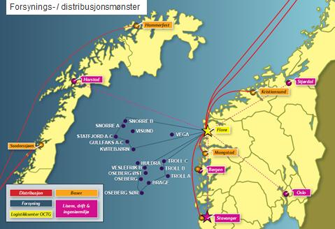 Markedet Nordlige Nordsjø 4.2. Statoil Dagens aktivitet: Figuren under viser Statoil sin aktivitet ut fra Fjord Base.