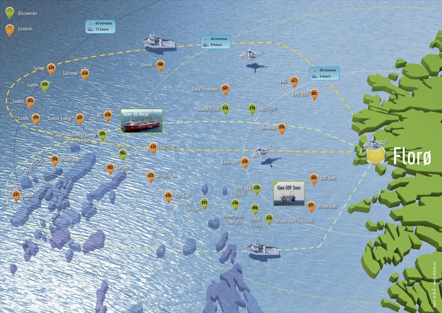 Basen i Florø 3.2. Framtidsplaner og utfordringer Fjord Base sin beliggenhet er svært sentral i forhold til olje- og gassvirksomheten i nordlige del av Nordsjøen.