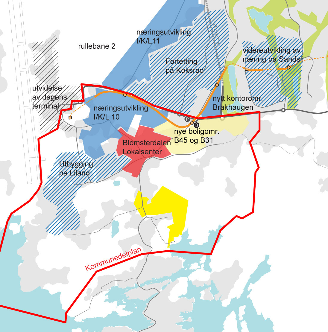 Side: 6 av 49 Fig. 2. Avgrensing av området hvor det skal utarbeides kommunedelplan. Gnr 112/1, gult område sør for Blomsterdalen.