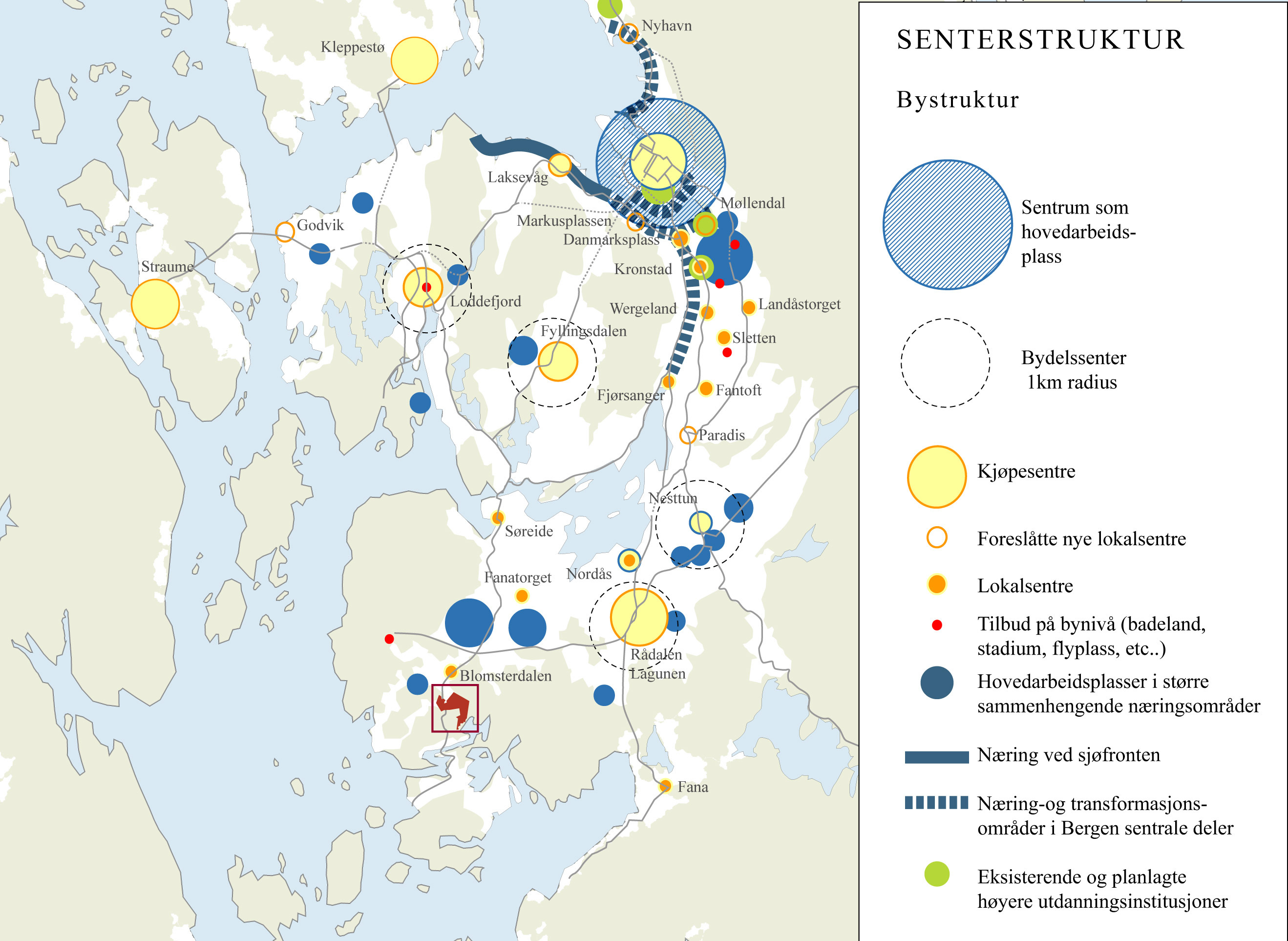 Side: 8 av 49 Boligstrategi I kommuneplanens arealdel 2006-2017 settes boligbehovet i Bergen til 1500 boliger pr år i planperioden. Befolkningsveksten antas å bli 2000 personer i året.