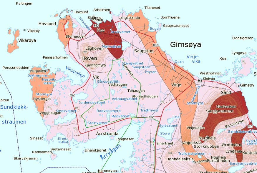 5 RESULTATER 5.1 Naturgrunnlaget 5.1.1 Berggrunn Berggrunnen i planområdet er ulike gneiser (Fig. 4). Slike bergarter er harde og svært motstandsdyktige for kjemisk vitring.