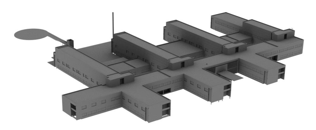 Entreprise B03, plan 2-4 Plan 2 Plan 3 Plan 4 Plan 1 Vestibyle inngangsparti Undersøkelse og behandling; akuttmottak, operasjon, sterilsentral, poliklinikker, lab, bildediagnostikk, kontorer.