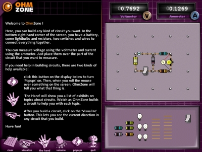 1729 Newton håndbok - Produksjon av elektrisk energi 8.-10.kl Side 5 OhmZone: OhmZone er et interaktivt nettverktøy der man fritt kan koble de strømkretsene man ønsker.