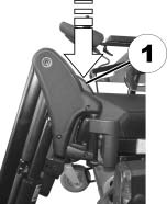 9.2.4 Benstøtte som kan vinkeljusteres elektrisk 80-0 med ergonomisk lengdeutjevning 9.2.4.1 Svinge benstøtten utover og/eller fjerne den Den lille frigjøringsknappen befinner seg i den øvre delen av benstøtten.