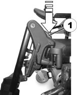 9.2.3 Benstøtte som kan vinkeljusteres manuelt 80-0 med ergonomisk lengdeutjevning 9.2.3.1 Svinge benstøtten utover og/eller fjerne den Den lille frigjøringsknappen befinner seg i den øvre delen av benstøtten.