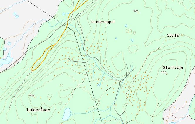 1.4 Beskrivelse av området Området ligger fint til på et høydedrag mot Jamtkneppet med flott utsikt mot sør og vest. Området består i hovedsak av glissen furuskog med innslag av myr.