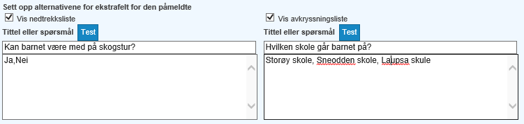 Hjelpetekstene kan redigeres. Velg om du vil ha med feltet «Jeg vil gjerne være på gruppe med» og rediger overskriften til dette feltet.