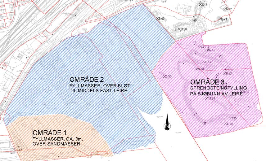 Figur 2-3: Kart som viser grunnforhold i planområdet 2.5 Grunnforurensing Det er til dels betydelig grunnforurensning på tomta.