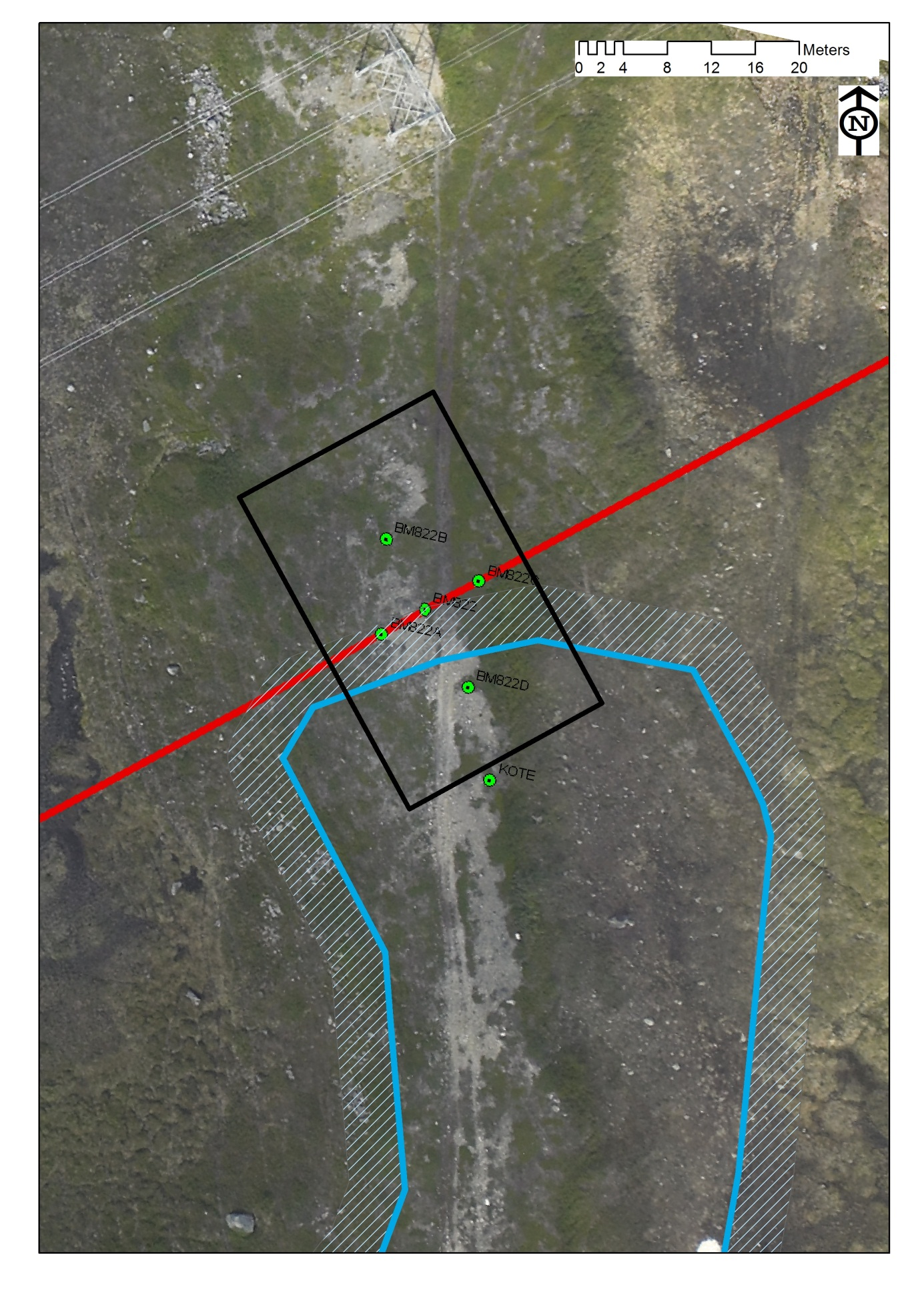Figur 3 Flyfoto over den nordligste delen av lokalitet id.nr.