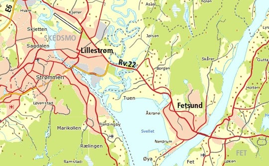 Rv. 22 Lillestrøm - Fetsund 4-felt fra Lillestrøm til Fetsund, ca 5.