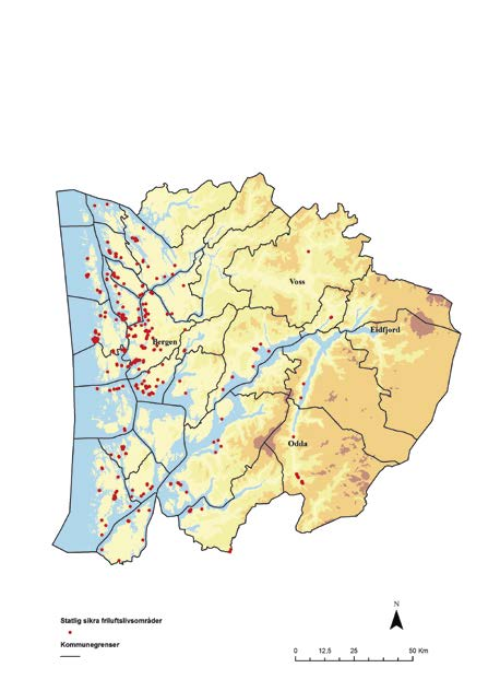 Hordaland fylke I Hordaland fylke er det per 1. januar 2012 gjennomført 243 sikringssaker som har resultert i 365 sikrede eiendommer fordelt på 186 områder. Det totale sikrede arealet er 20265 dekar.