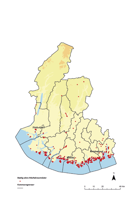 Vest-Agder fylke I Vest-Agder fylke er det per 1. januar 2012 gjennomført 294 sikringssaker som har resultert i 538 sikrede eiendommer fordelt på 271 områder i Naturbase.