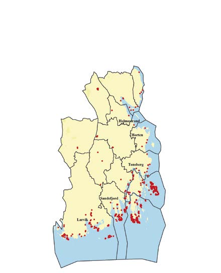 Vestfold fylke I Vestfold fylke er det per 1. januar 2012 gjennomført 161 sikringssaker som har resultert i 282 sikrede eiendommer fordelt på 136 områder i Naturbase.