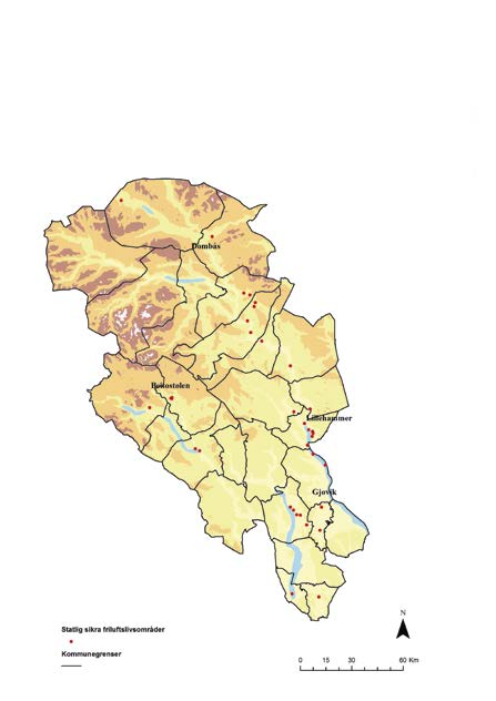 Oppland fylke I Oppland fylke er det per 1. januar 2012 gjennomført 40 sikringssaker som har resultert i 45 sikrede eiendommer fordelt på 33 områder. Det totale sikrede arealet er 1931 dekar.