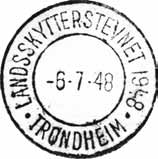 Stempel nr. S1 Type: Motiv Brukstid 01.07.-15.07.1902 FELTPOSTKONTOR No III (Landbrugsmøte) Registrert brukt 4 VII 02 PHJ? Stempel nr. S6 Type: Motiv Brukstid 06.07.-09.07.1950 HEIMEVERNETS SKYTTERSTEVNE Registrert brukt?