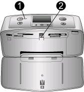 Baksiden av skriveren 1 USB-port: Bruk denne porten til å koble skriveren til en datamaskin eller til et digitalt HP-kamera med direkteutskrift.