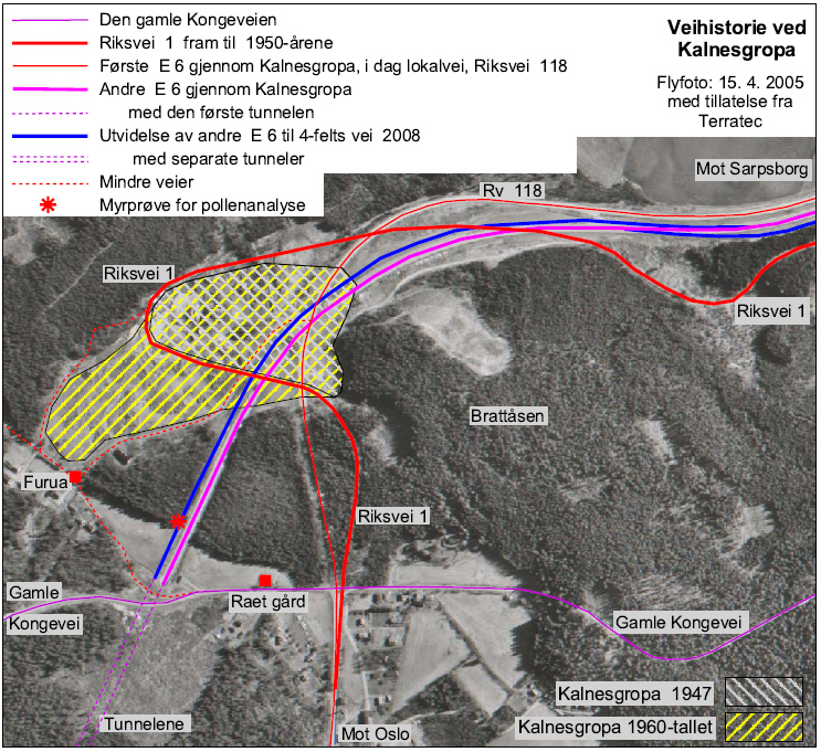 NATUR I ØSTFOLD 26(1-2) 2007 Utviklingen av landformene og løsmassene i og omkring Kalnesgropa Fig. 25. Flyfoto fra 16. 4. 2005. Med tillatelse fra Terratec. som senere ble utnyttet i sandtak.