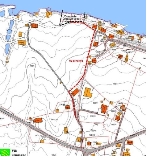 A24 Gangveg Grundeland - fjorden. Fresvik. Område: Gangveg Grundeland - fjorden. Oversiktskart Planlagt arealbruk: Gangveg Grundeland -fjorden.